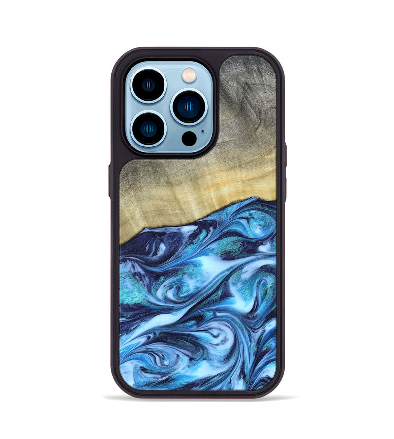 iPhone 14 Pro Wood Phone Case - Melodie (Blue, 820984)