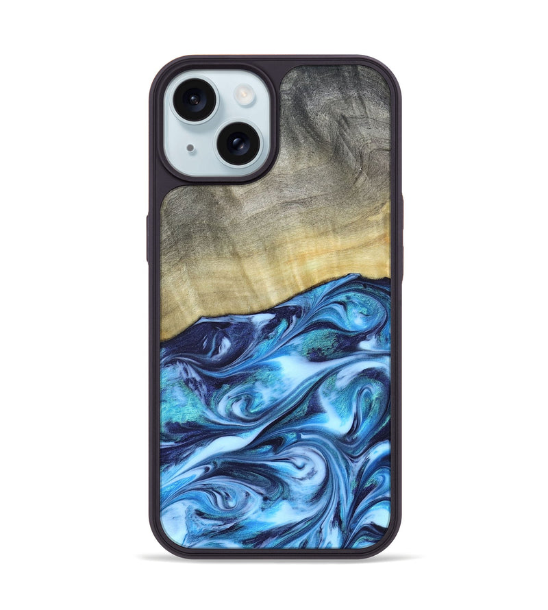 iPhone 15 Wood Phone Case - Melodie (Blue, 820984)