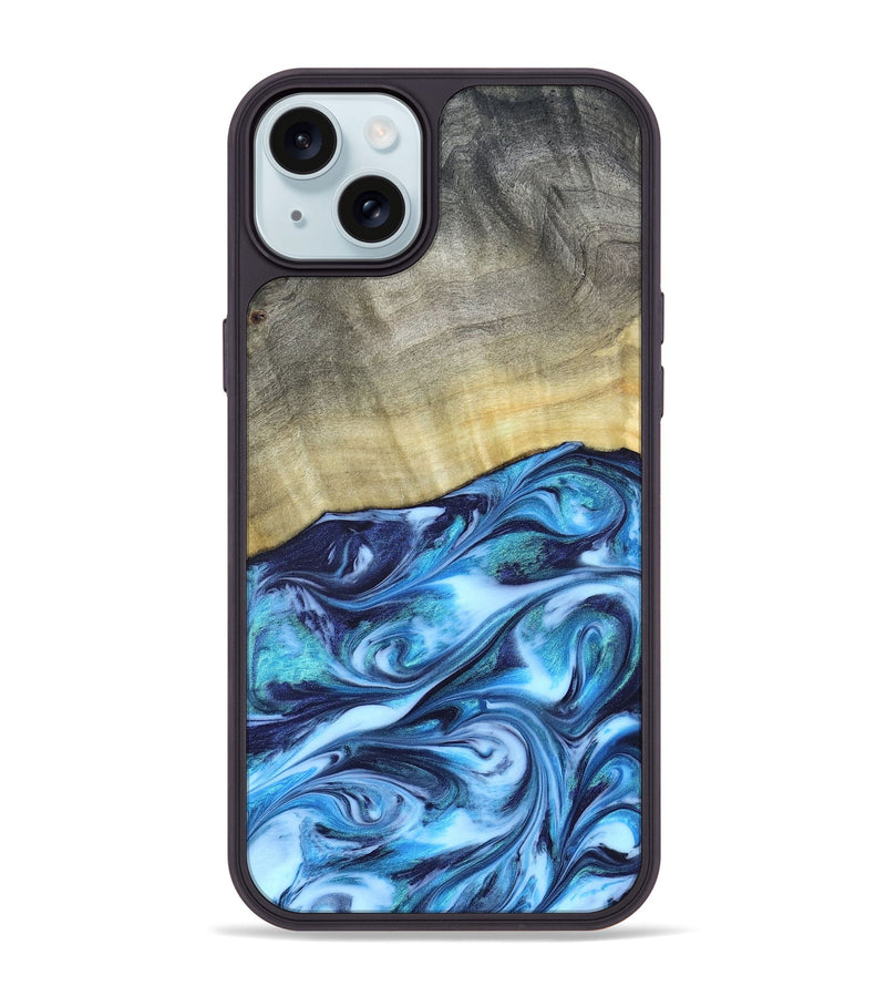 iPhone 15 Plus Wood Phone Case - Melodie (Blue, 820984)