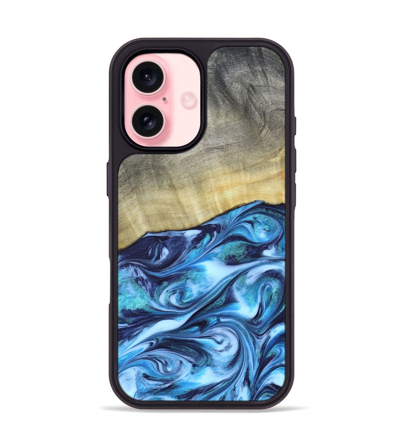 iPhone 16 Wood Phone Case - Melodie (Blue, 820984)