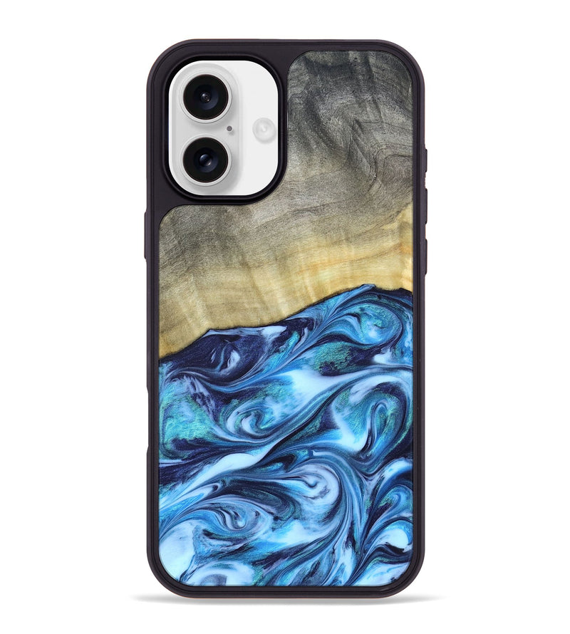iPhone 16 Plus Wood Phone Case - Melodie (Blue, 820984)