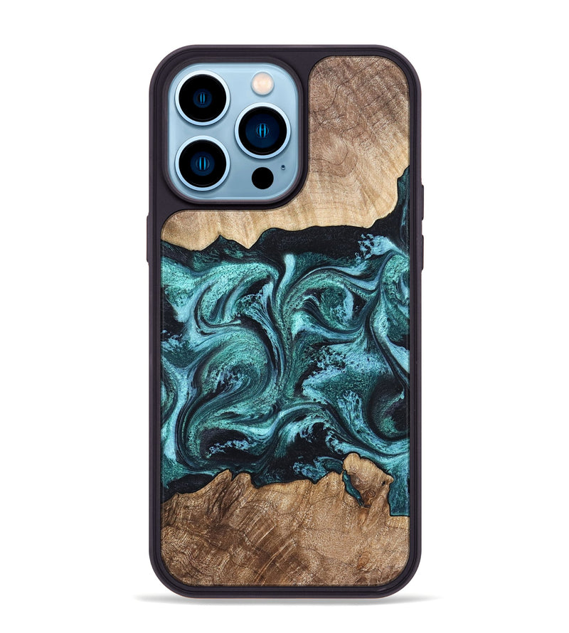 iPhone 14 Pro Max Wood Phone Case - Heidi (Green, 821001)