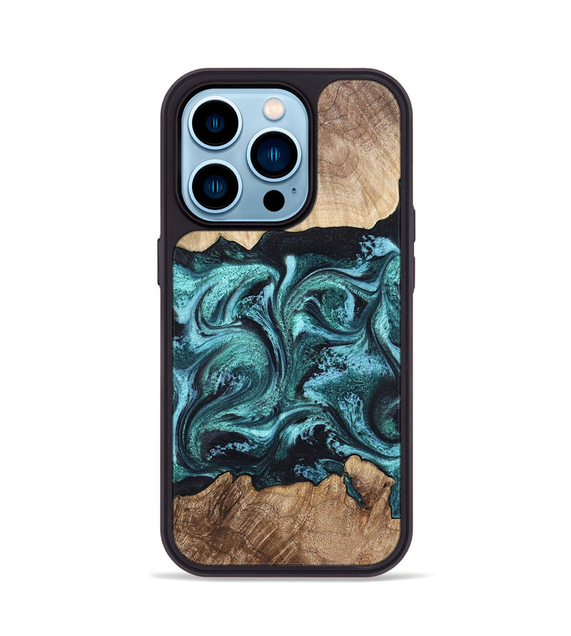 iPhone 14 Pro Wood Phone Case - Heidi (Green, 821001)