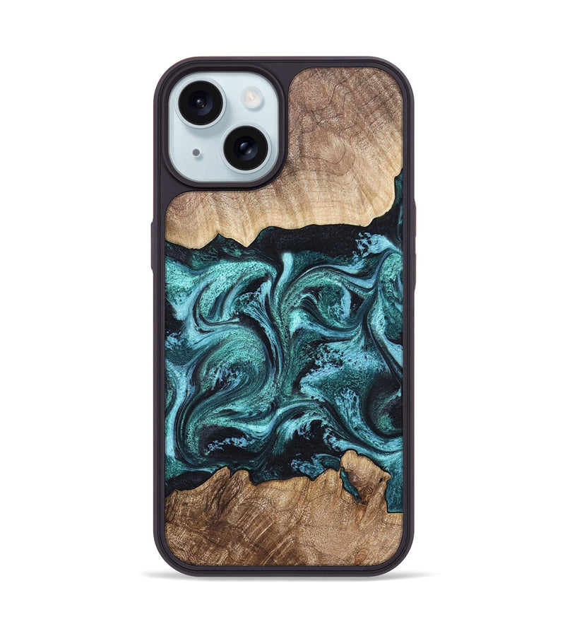 iPhone 15 Wood Phone Case - Heidi (Green, 821001)