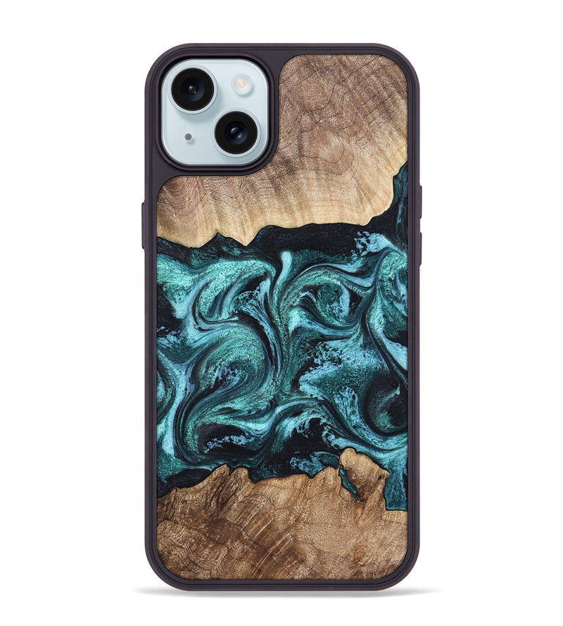 iPhone 15 Plus Wood Phone Case - Heidi (Green, 821001)