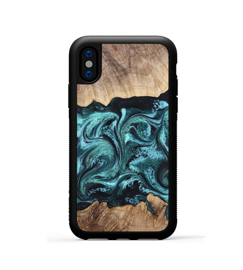 iPhone Xs Wood Phone Case - Heidi (Green, 821001)