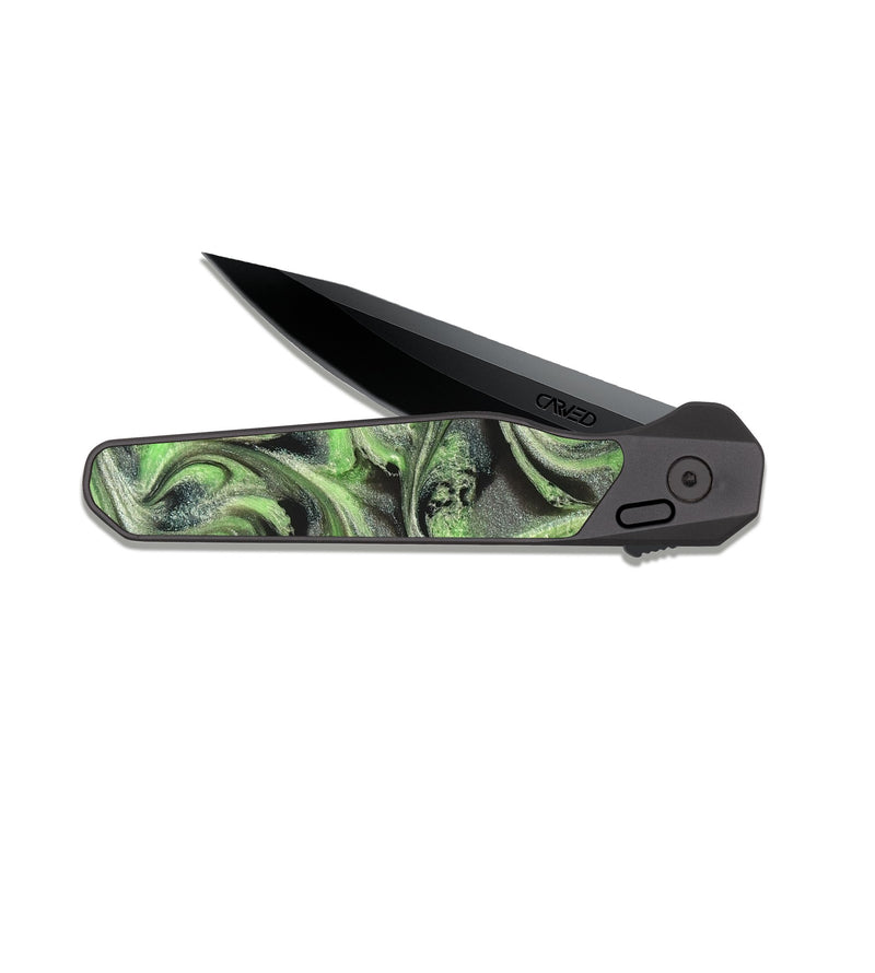 EDC Dark Slate ResinArt Pocket Knife - Holli (Green, 821003)