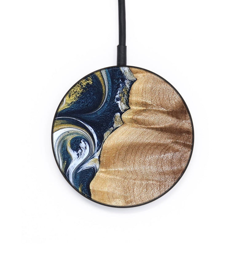 Circle Wood Wireless Charger - Yasmin (Teal & Gold, 821006)