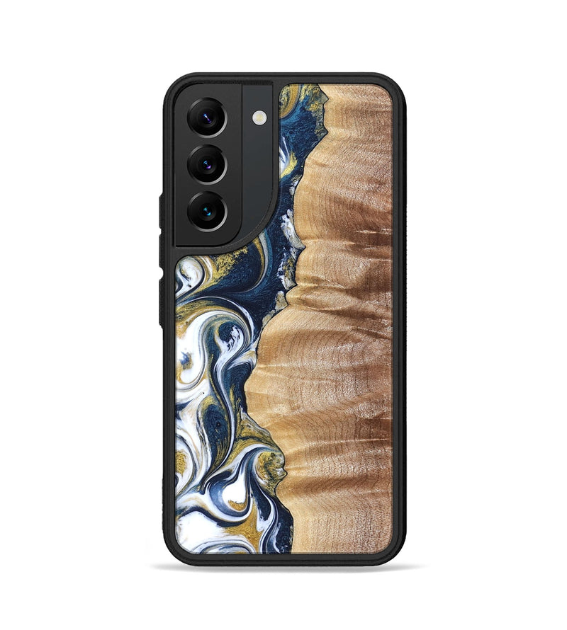 Galaxy S22 Wood Phone Case - Yasmin (Teal & Gold, 821006)