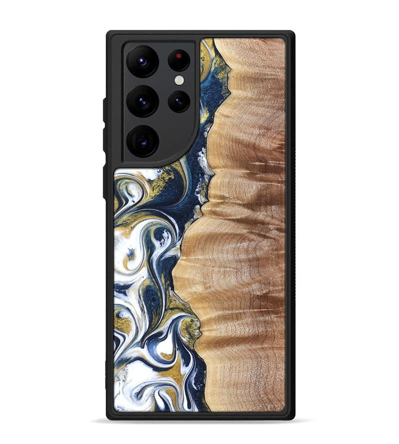 Galaxy S22 Ultra Wood Phone Case - Yasmin (Teal & Gold, 821006)