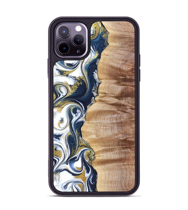 iPhone 11 Pro Max Wood Phone Case - Yasmin (Teal & Gold, 821006)