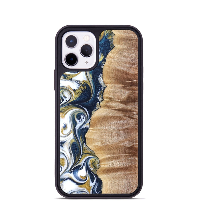 iPhone 11 Pro Wood Phone Case - Yasmin (Teal & Gold, 821006)