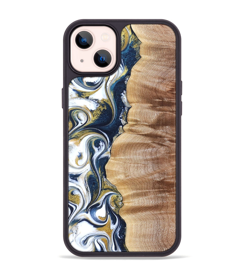 iPhone 14 Plus Wood Phone Case - Yasmin (Teal & Gold, 821006)