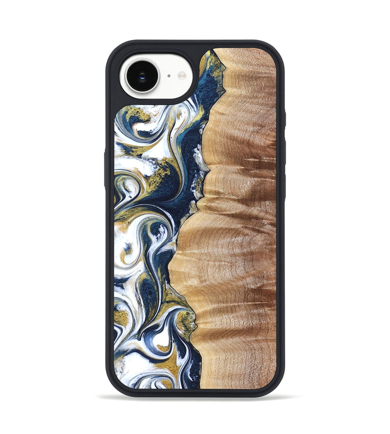 iPhone 16e Wood Phone Case - Yasmin (Teal & Gold, 821006)