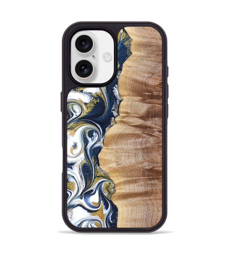 iPhone 17 Wood Phone Case - Yasmin (Teal & Gold, 821006)