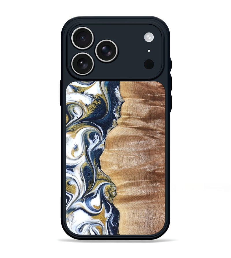 iPhone 17 Pro Max Wood Phone Case - Yasmin (Teal & Gold, 821006)