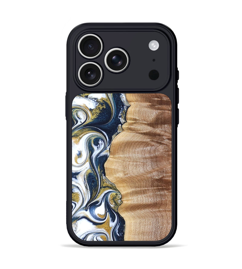 iPhone 17 Pro Wood Phone Case - Yasmin (Teal & Gold, 821006)