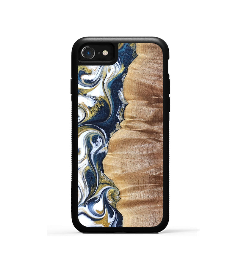 iPhone SE Wood Phone Case - Yasmin (Teal & Gold, 821006)
