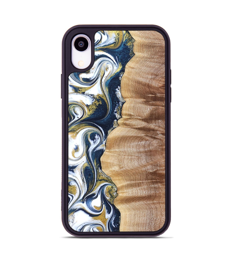 iPhone Xr Wood Phone Case - Yasmin (Teal & Gold, 821006)