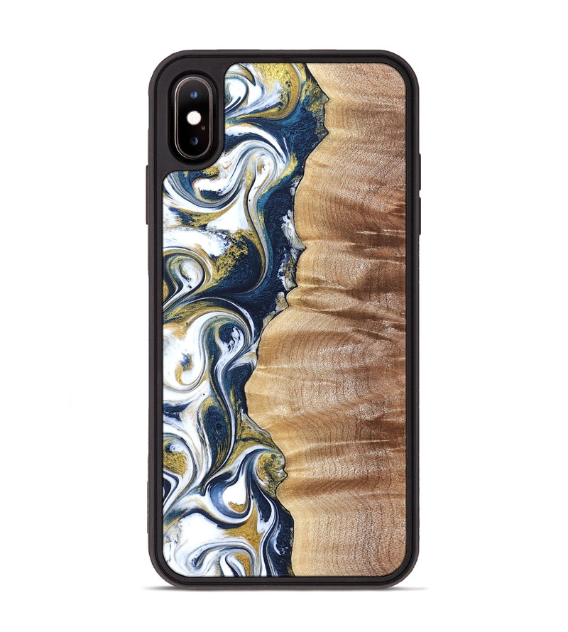 iPhone Xs Max Wood Phone Case - Yasmin (Teal & Gold, 821006)