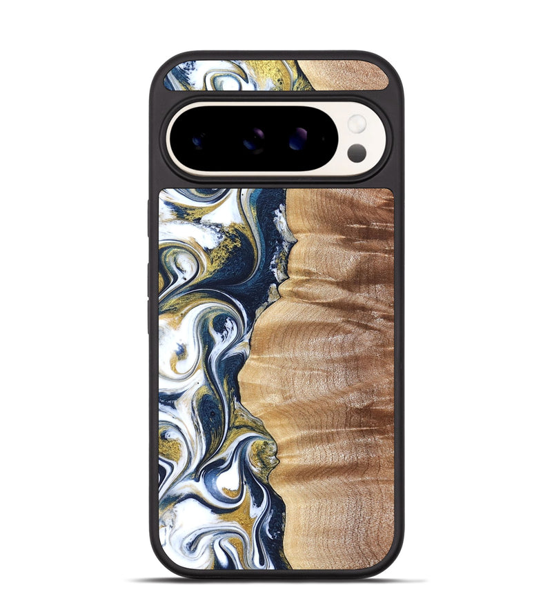 Pixel 9 Wood Phone Case - Yasmin (Teal & Gold, 821006)