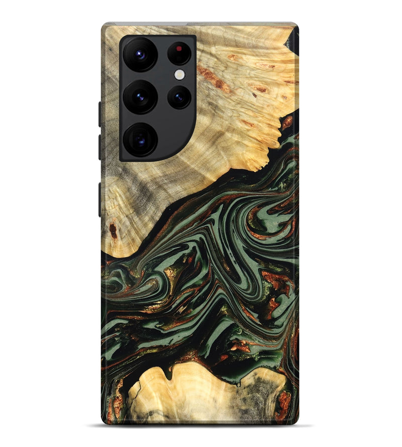 Galaxy S22 Ultra Wood Live Edge Phone Case - Agatha (Green, 821024)