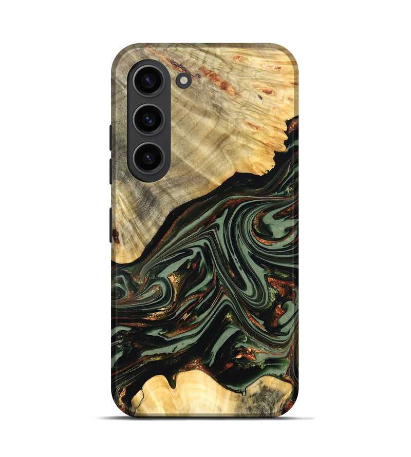 Galaxy S23 Wood Live Edge Phone Case - Agatha (Green, 821024)