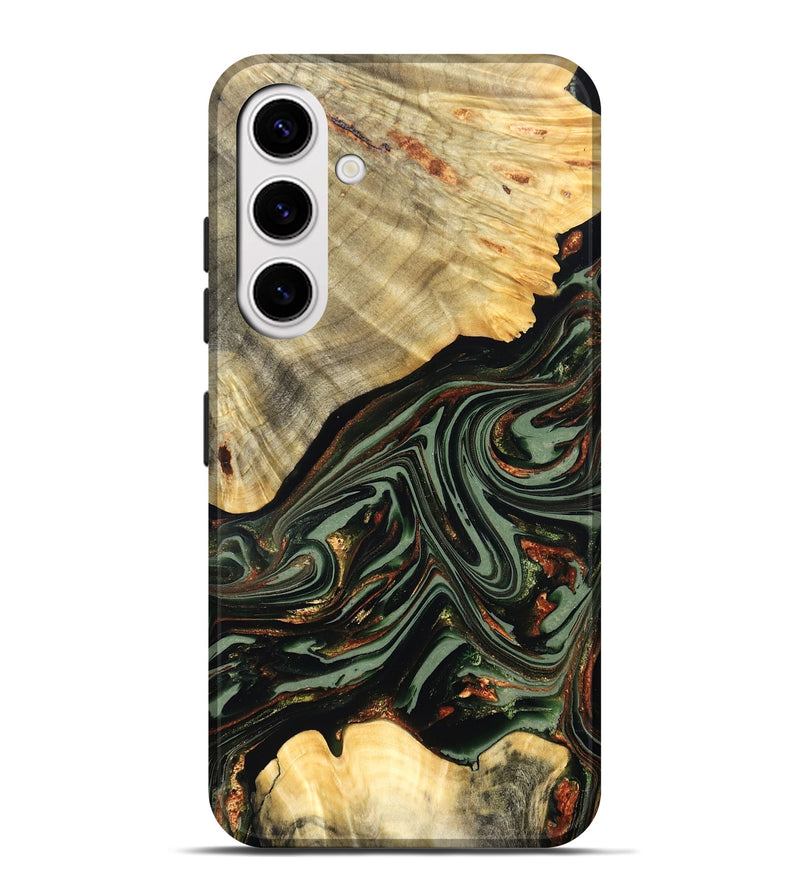 Galaxy S25 Plus Wood Live Edge Phone Case - Agatha (Green, 821024)