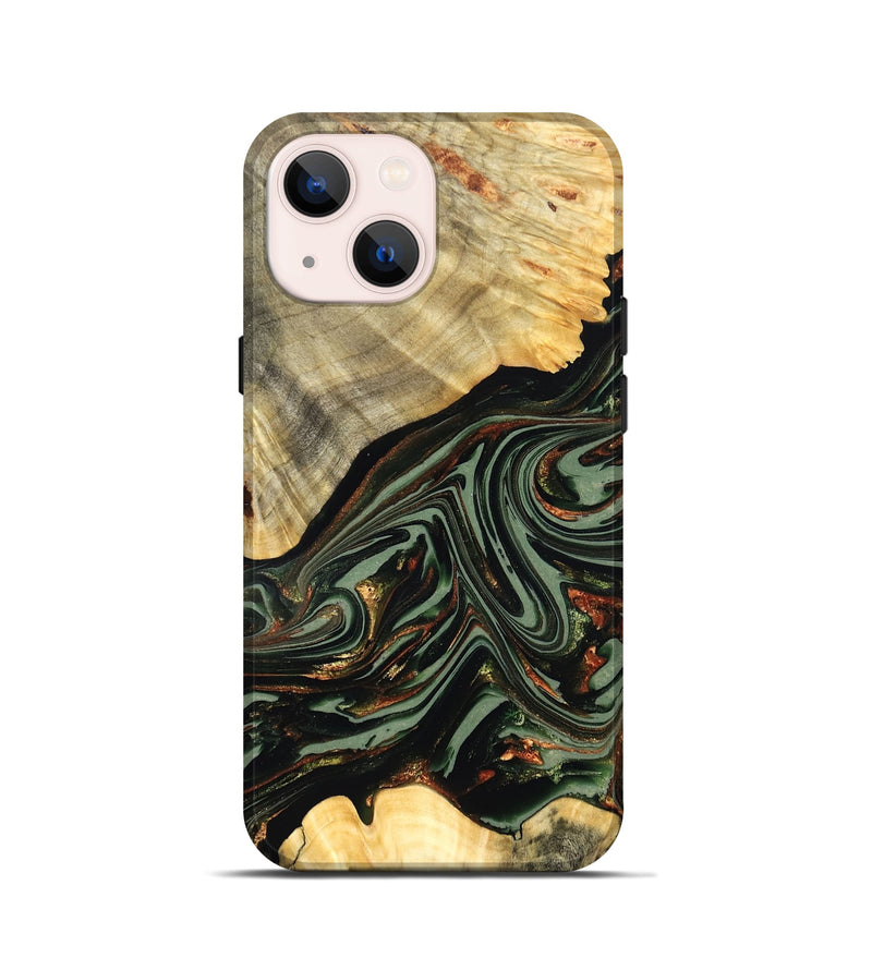 iPhone 13 mini Wood Live Edge Phone Case - Agatha (Green, 821024)