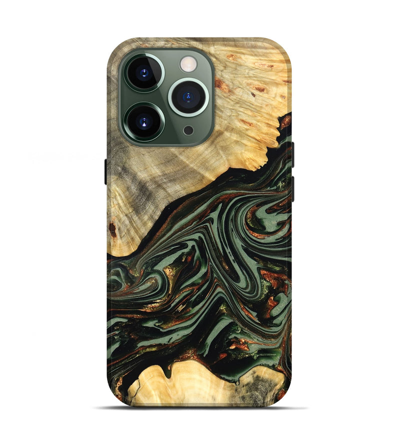 iPhone 13 Pro Wood Live Edge Phone Case - Agatha (Green, 821024)