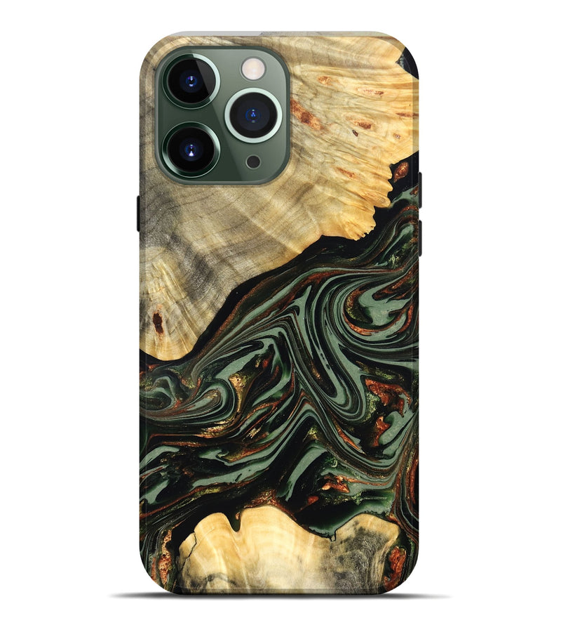 iPhone 13 Pro Max Wood Live Edge Phone Case - Agatha (Green, 821024)