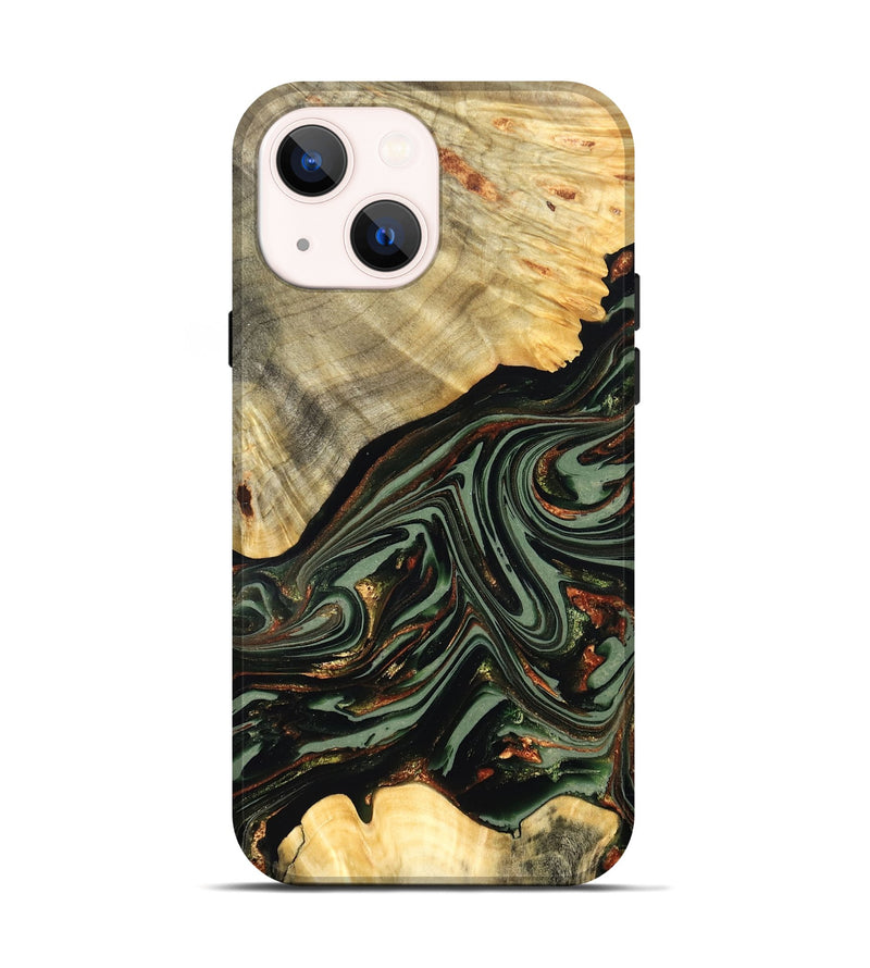 iPhone 14 Wood Live Edge Phone Case - Agatha (Green, 821024)