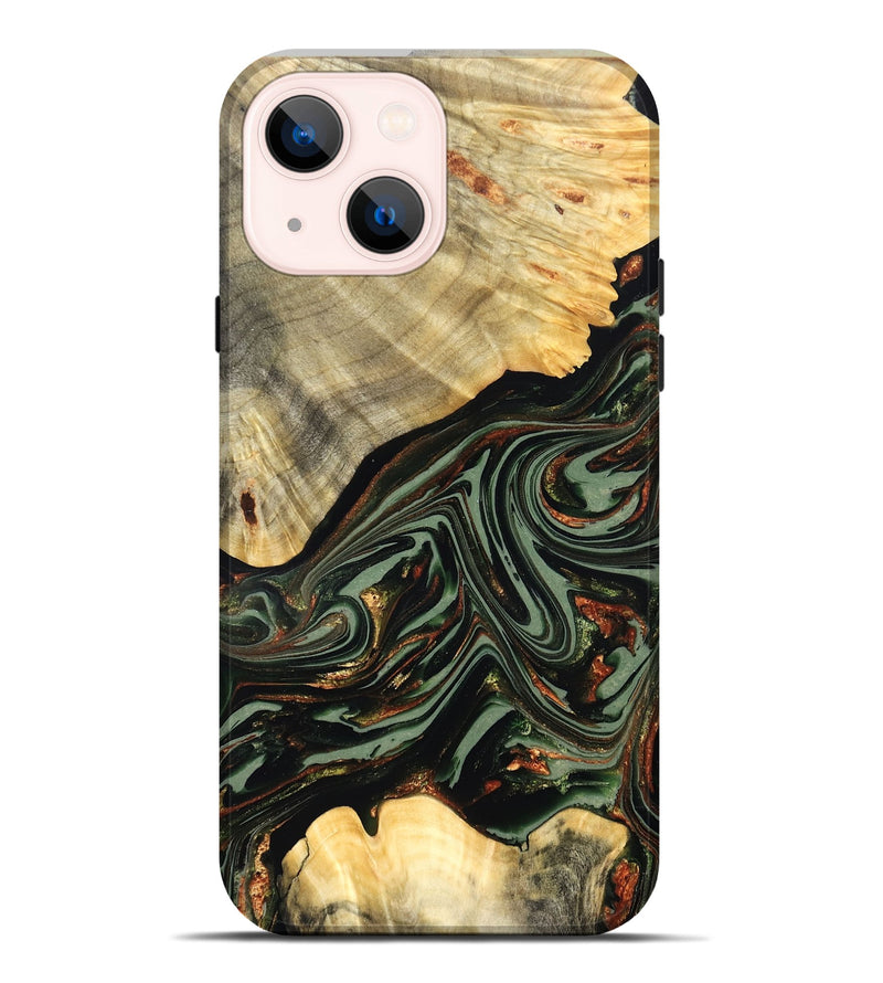 iPhone 14 Plus Wood Live Edge Phone Case - Agatha (Green, 821024)