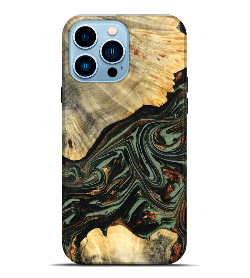 iPhone 14 Pro Max Wood Live Edge Phone Case - Agatha (Green, 821024)