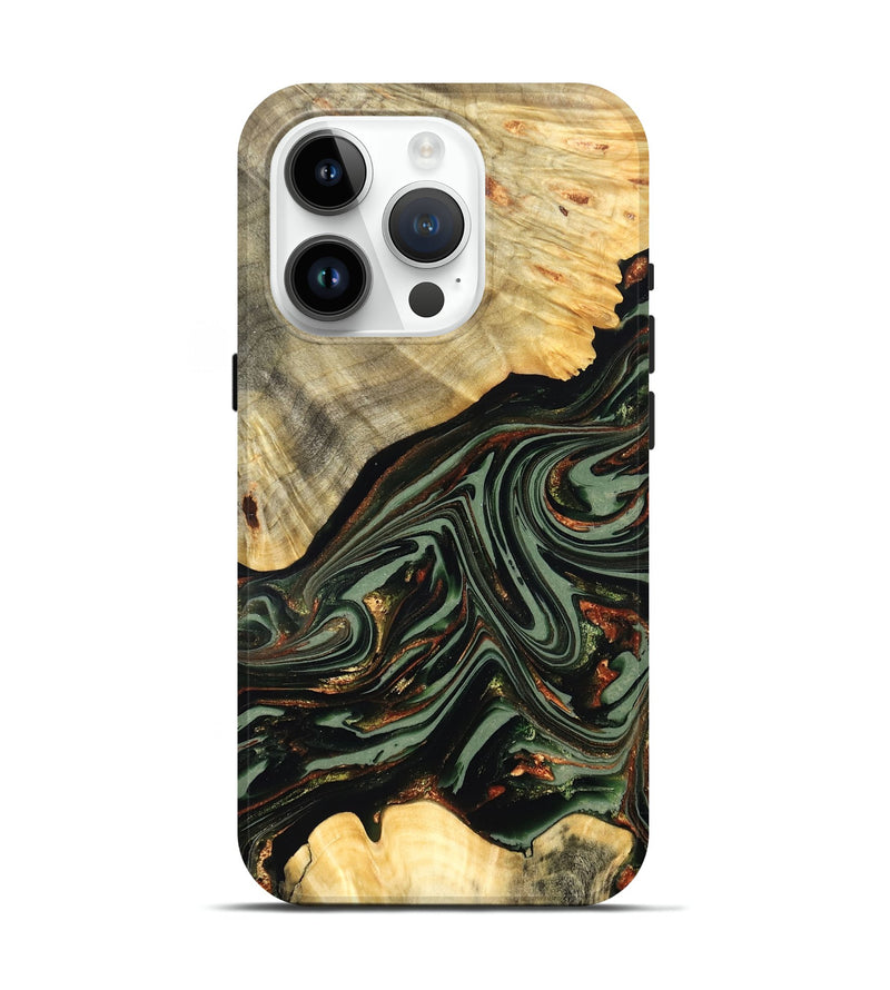 iPhone 15 Pro Wood Live Edge Phone Case - Agatha (Green, 821024)