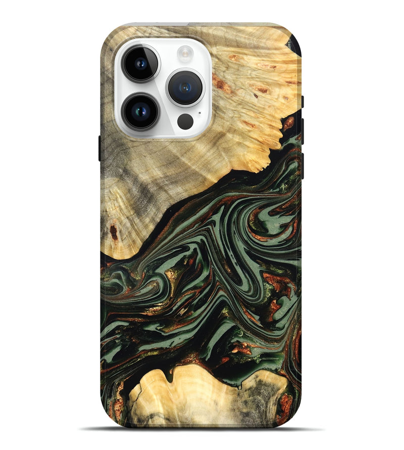 iPhone 15 Pro Max Wood Live Edge Phone Case - Agatha (Green, 821024)