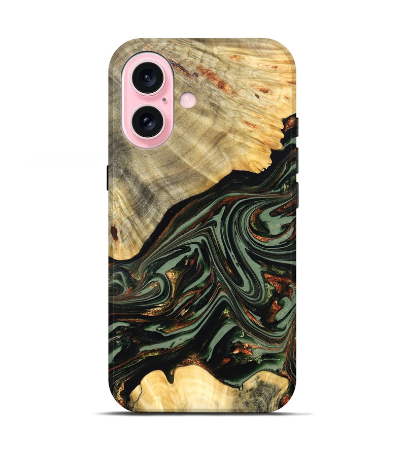iPhone 17 Wood Live Edge Phone Case - Agatha (Green, 821024)