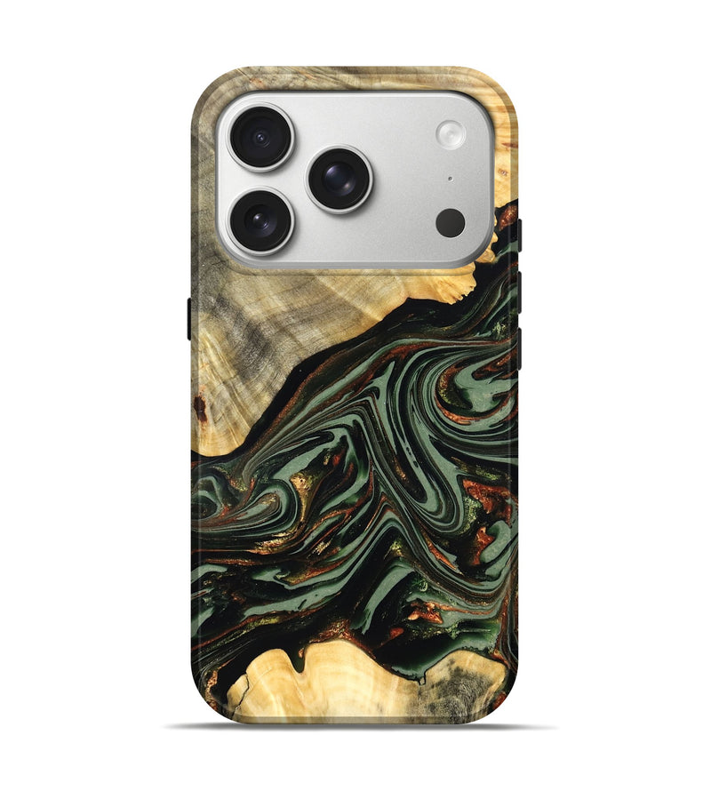 iPhone 17 Pro Wood Live Edge Phone Case - Agatha (Green, 821024)