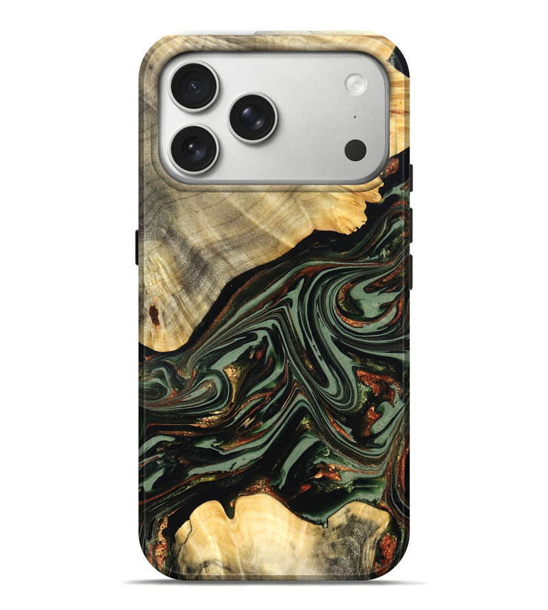 iPhone 17 Pro Max Wood Live Edge Phone Case - Agatha (Green, 821024)