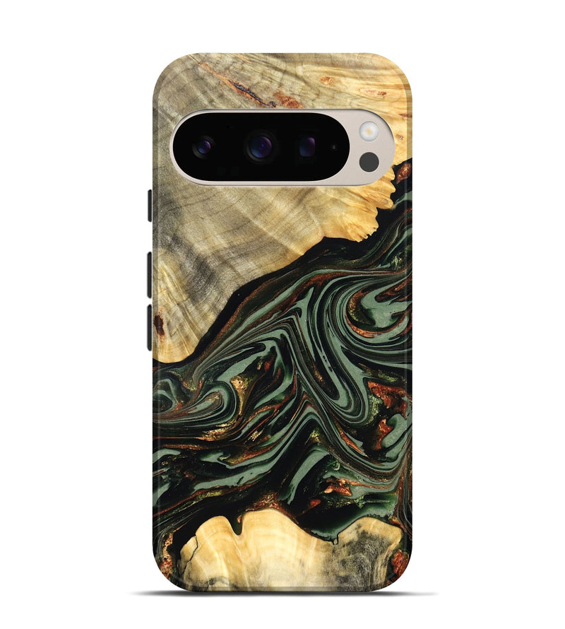 Pixel 10 Pro Wood Live Edge Phone Case - Agatha (Green, 821024)