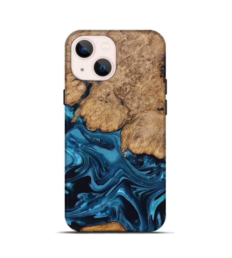 iPhone 13 mini Wood Live Edge Phone Case - Elliana (Blue, 821026)