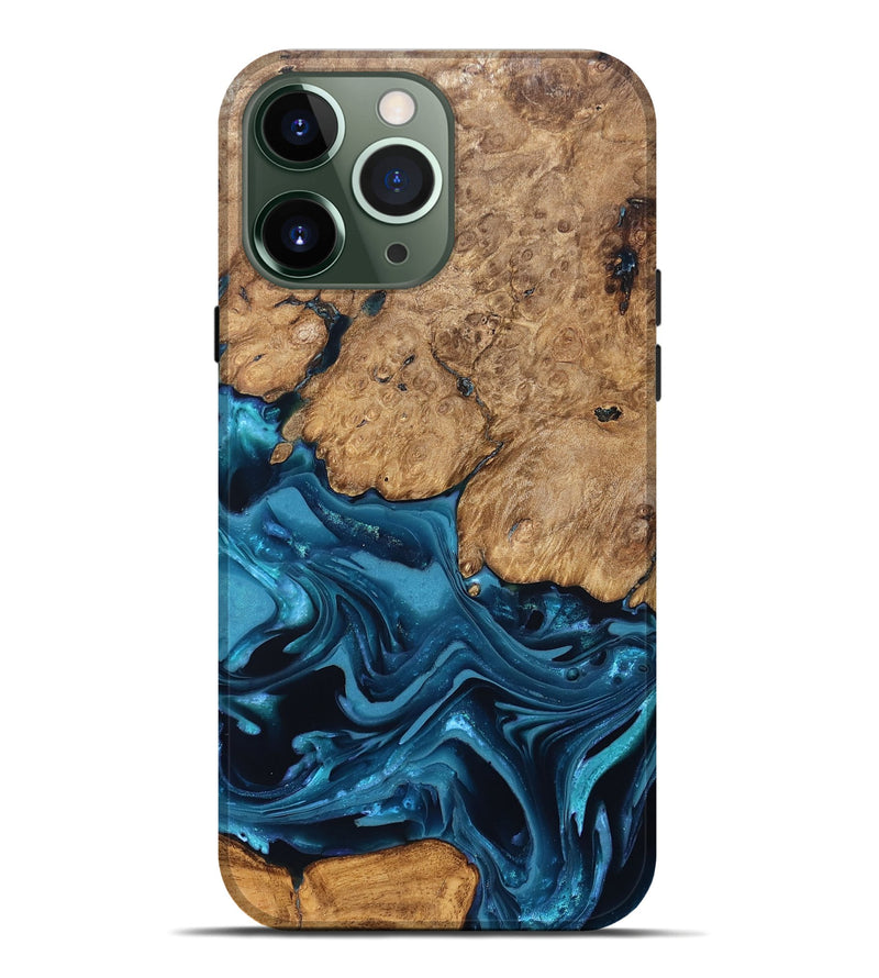 iPhone 13 Pro Max Wood Live Edge Phone Case - Elliana (Blue, 821026)