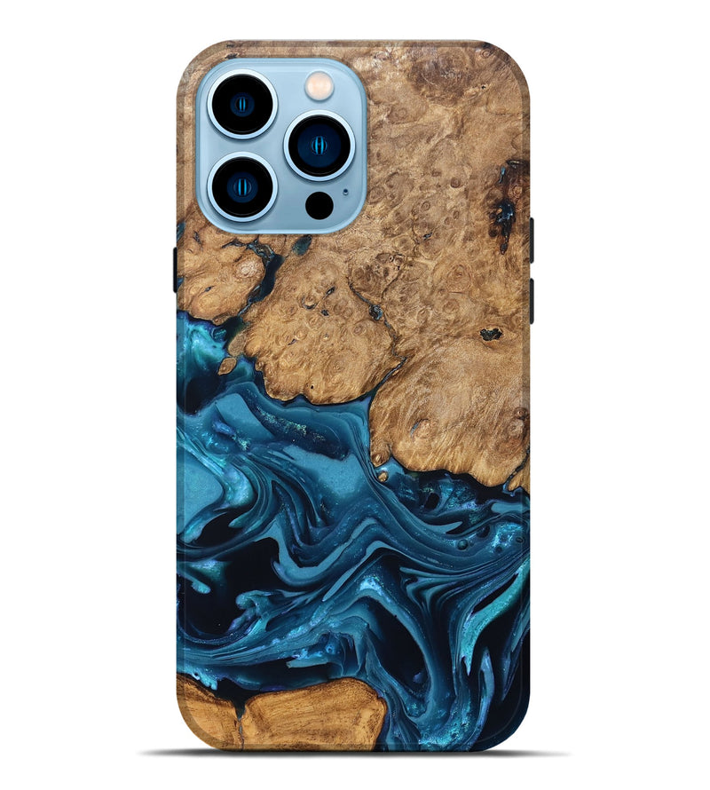 iPhone 14 Pro Max Wood Live Edge Phone Case - Elliana (Blue, 821026)
