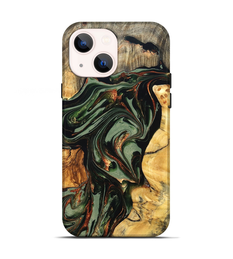 iPhone 13 Wood Live Edge Phone Case - Kolby (Green, 821028)