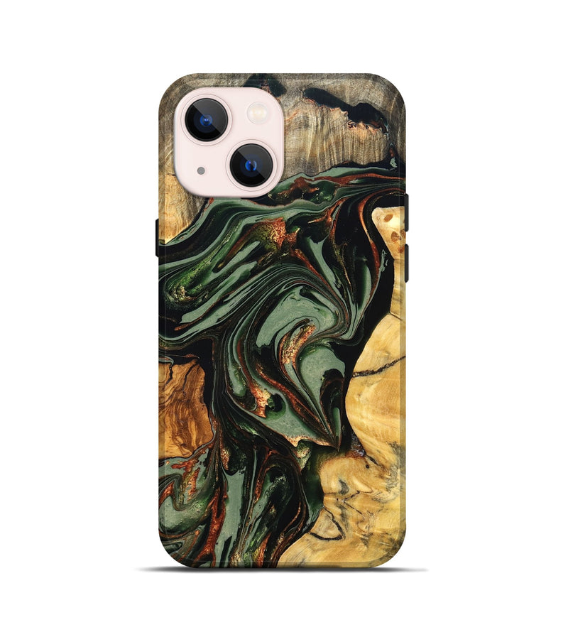 iPhone 13 mini Wood Live Edge Phone Case - Kolby (Green, 821028)