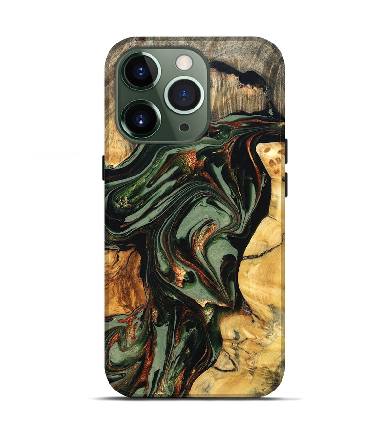 iPhone 13 Pro Wood Live Edge Phone Case - Kolby (Green, 821028)