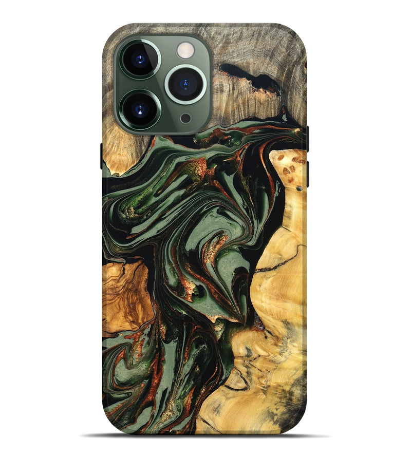 iPhone 13 Pro Max Wood Live Edge Phone Case - Kolby (Green, 821028)