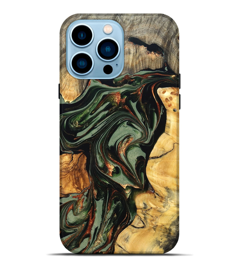 iPhone 14 Pro Max Wood Live Edge Phone Case - Kolby (Green, 821028)