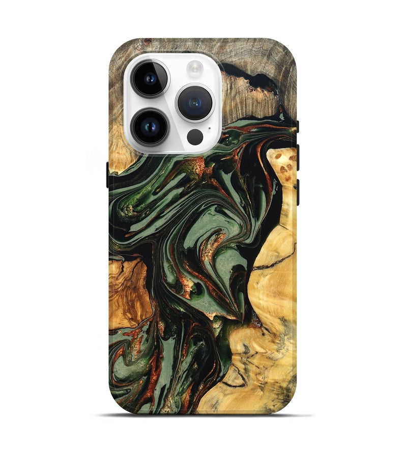 iPhone 15 Pro Wood Live Edge Phone Case - Kolby (Green, 821028)
