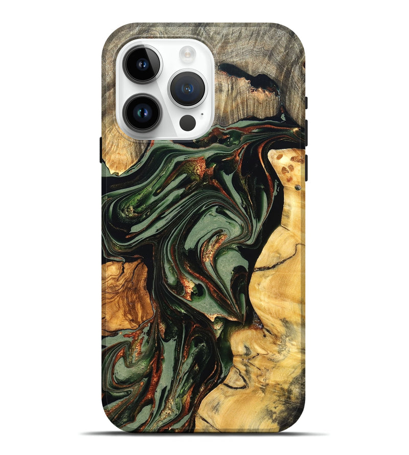 iPhone 15 Pro Max Wood Live Edge Phone Case - Kolby (Green, 821028)